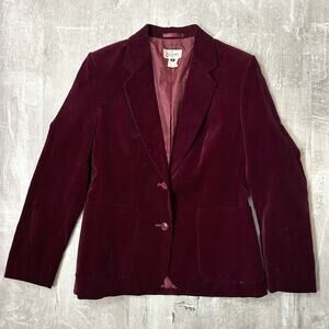 Vintage Buffums Deep Red Velvet Women's Blazer, Size 4